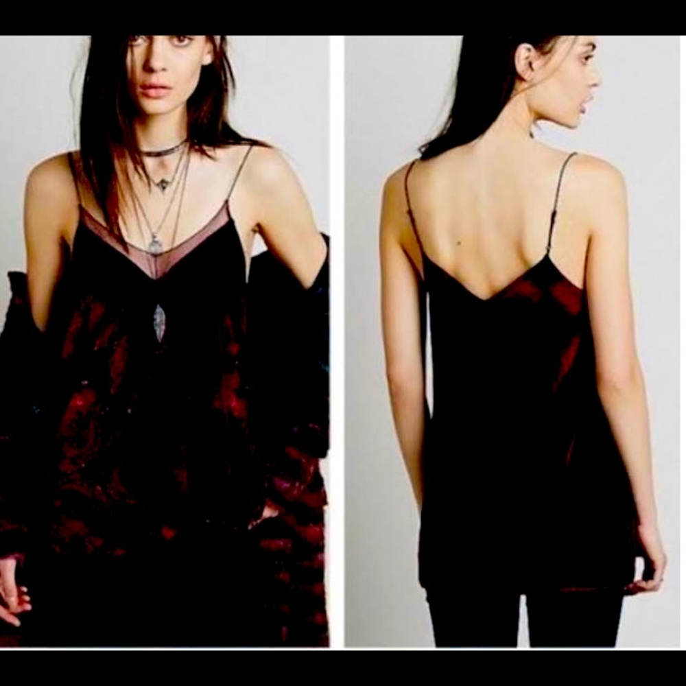Black Free People velour cami NWT Sz S